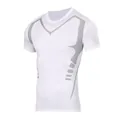 Men's white quick-dry compression sports T-shirt with grey printed patterns - SKU - S / Tops / White (Gray Pattern)