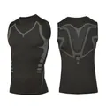 Front and back views of a black men's compression tank top with grey breathable details - S / Tops / Black/Gray (Tank Top)