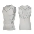 Men's gray compression tank top with breathable mesh, front and back view details - S / Tops / Gray with Gray Print (Tank Top)
