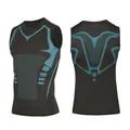 Detail view showing front and back patterns of men's quick-dry compression tank top. - S / Tops / Black/Blue (Tank Top)