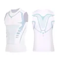 Men's white quick-dry compression gym vest for professional running and workout - S / Tops / White/Blue (Tank Top)