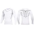 Back and front view of men's white long sleeve quick-dry compression shirt for sports - S / Tops / White/Gray (Long Sleeve)