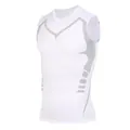 Men's white quick-dry compression gym vest with grey geometric printing for training - S / Tops / Sleeveless / White With Gray Print