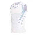 Débardeur de compression blanc pour homme, séchage rapide, idéal pour sport et fitness - S / Hauts / Blanc (Imprimé Bleu)