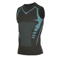 Men's black compression sports tank top with cyan geometric patterns for gym and running - S / Tops / Sleeveless / [Sci-Fi Vest] Black With Blue Print