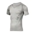 Grey men's quick-dry compression short sleeve athletic t-shirt for training - S / Tops / Gray (Gray Pattern)