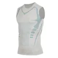 Gilet de compression gris clair à séchage rapide pour hommes avec motifs bleus sport - S / Hauts / Gris (Imprimé Bleu)