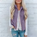 Cozy women's purple sherpa fleece vest featuring a front zipper and stand collar design - 3XL / Tops / Purple