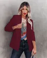 Elegante bordeauxrode blazer met lange mouwen voor dames, perfect voor een zakelijke look - Bordeauxrood