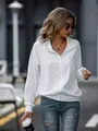 Chaqueta de punto blanca informal con cremallera y cuello alto de estilo callejero - S / Tops / Blanco