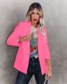 Opvallende neon roze getailleerde blazer met lange mouwen voor dames in zakelijke stijl - Roze