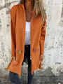 Comfortable burnt orange long-sleeve hooded zip-up casual jacket for autumn wear - Orange