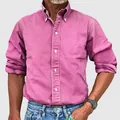 Dettaglio di una camicia da uomo rosa con bottoni, ideale per uno stile casual chic. - 4XL / Top / Rosso rosa