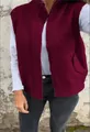 Detailed close-up of a wine red knitted vest with a stand collar and zipper for autumn - 3XL / Tops / Red