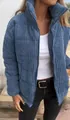 Close-up detail of blue corduroy stand-collar jacket for women's autumn winter wear - S / Tops / Blue