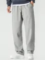 Men's loose grey sport casual sweatpants with drawstring waist and wide leg design detail - S / Bottoms / Gray