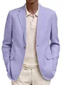 Close-up styling detail of a light purple men's linen blazer with a beige polo shirt - Light Purple