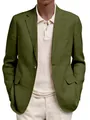 Detail of textured olive green linen blazer for a smart casual business look - S / Tops / Army Green