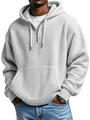 Detalle de sudadera con capucha blanca para hombre en punto de gofre con cremallera - Blanco