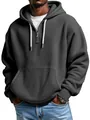 Detalle de sudadera con capucha gris oscuro en punto de nido de abeja con cremallera - Negro