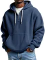 Detalle de sudadera con capucha azul marino en punto gofrado con media cremallera - S / Tops / Azul marino
