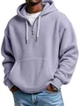 Detailed close-up showing the lavender waffle knit texture of this men's quarter-zip hoodie - 4XL / Tops / Purple
