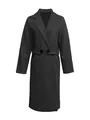 Vue de face professionnelle d'un long manteau en laine gris foncé de très haute qualité - Gris foncé