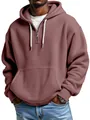 Close-up detail of a men's waffle knit hoodie showing fabric texture and zipper. - 4XL / Tops / Brick Red