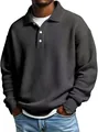 Primer plano de polo para hombre en color gris oscuro con textura de nido de abeja. - S / Tops / Negro