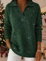 Dettaglio maglione oversize verde scuro in maglia con glitter argentati - Taglia S / Top / Verde