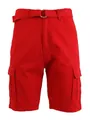 Close-up of red quick-dry cargo shorts featuring multi-pockets and matching belt - S / Bottoms / Red