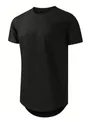 Close-up of black men's sports t-shirt with X-stitch detail and curved hemline - S / Tops / Black
