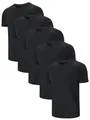 Detailed close-up of a 5-pack black breathable short-sleeved sport t-shirts for men - S / Tops / Black