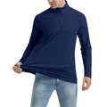 Macro view showing the high elasticity and quick-dry fabric of the navy half-zip top - S / Tops / Navy Blue