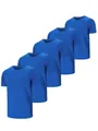 Set of five vibrant blue short-sleeved sports t-shirts shown in overlapping arrangement - Blue