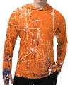 Détail du sweat à capuche de pêche pour hommes avec imprimé graphique orange vieilli - 3XL / Hauts / Imprimé Éclaboussures Orange Blanc