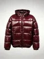 High-shine maroon men's hooded puffer jacket featuring a warm quilted winter design - 3XL / Tops / Burgundy