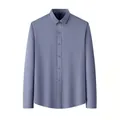 Vorderansicht eines langärmeligen hellblauen Business-Hemdes mit klassischem Kragendesign - 38 / Oberteile / Grau (Langarm)