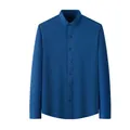 Front view detail of a classic blue long-sleeved professional business dress shirt - 38 / Tops / Peacock Blue (Long Sleeve)