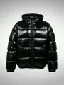 Men's shiny black hooded puffer jacket for winter, casual sport style - S / Tops / Black