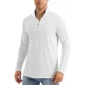 Men's casual white half-zip long sleeve athletic quick-dry breathable sports shirt - S / Tops / White