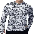 Détail rapproché d'un sweat à capuche de pêche anti-UV pour homme en camouflage gris - S / Hauts / Camouflage Géométrique Noir Blanc Gris