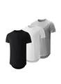 Premium men's 3-pack short sleeve longline t-shirts in black white and heather grey - S / Tops / 3-Pack / Black, White and Light Gray