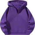 Oversized women's half-zip purple hoodie with long sleeves and casual sporty fit - S / Tops / Purple