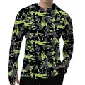 Breathable men's quick-dry sun protection fishing hoodie with neon green camouflage pattern - S / Tops / Fluorescent Green Geometric Camouflage