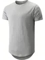 Men's premium grey short sleeve sports t-shirt featuring a modern curved hem design - S / Tops / Light Gray