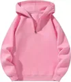 Oversized roze hoodie met halve rits en lange mouwen voor een casual sportieve dameslook - S / Tops / Roze