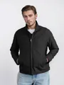 Stylish minimalist men's spring jacket featuring stand collar and zipper in black - S / Tops / Black