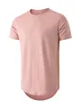 Men's pink short sleeve sports T-shirt with curved hem for fitness and running - S / Tops / Pink