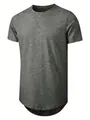 Premium men's grey heather short-sleeve sports T-shirt featuring a curved hem design - S / Tops / 3-Pack / Dark Gray